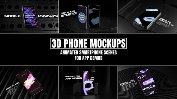 Videohive 3D Phone Mockups Animated Smartphone Scenes for App Demos