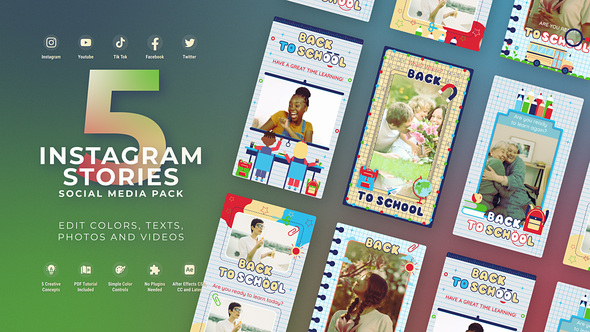 VideoHive Back To School Education Instagram Vertical Stories MOGRT Premiere Pro