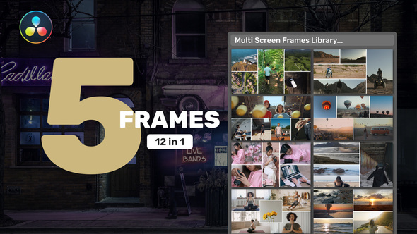VideoHive Multi Screen Frames Library – 5 Frames for DaVinci Resolve