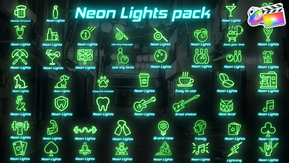 VideoHive Neon Lights Big Pack for FCPX