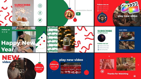 VideoHive New Year Youtube End Screens for FCPX
