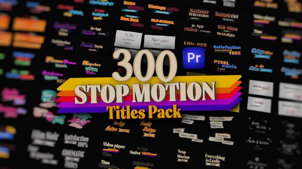 VideoHive Stop Motion Text Overlays Pack for Premiere Pro: Pop Up, Cartoon, Paper, Wedding, Brush & More