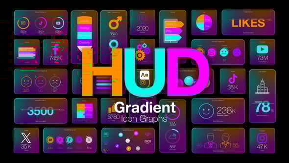 Videohive HUD Gradient Icon Graphs