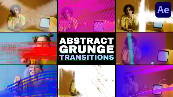Videohive Abstract Grunge Glitch Seamless Transitions | After Effects