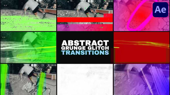 Videohive Abstract Grunge Glitch Seamless Transitions | After Effects 58440108