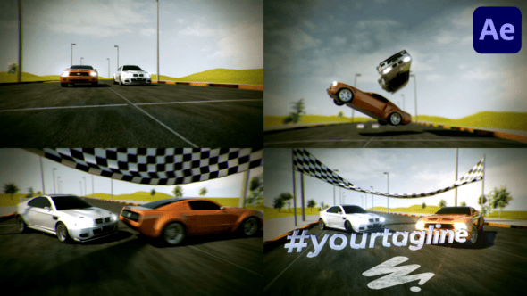 Videohive Cars Racing Logo Sting for After Effects