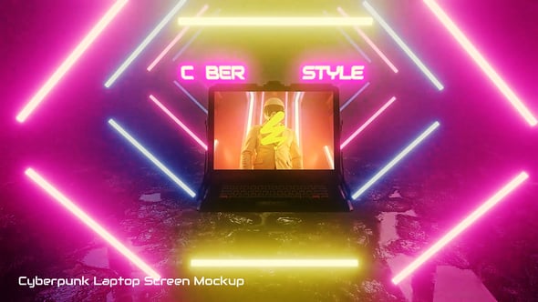 Videohive Cyberpunk Laptop Screen Mockup