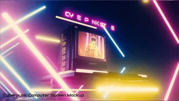 Videohive Cyberpunk Computer Screen Mockup