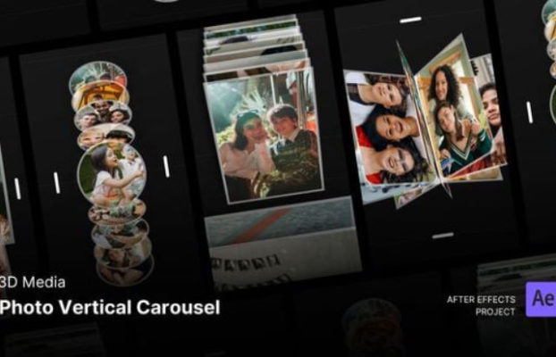 Videohive 3D Photo Vertical Carousel After Effects Project Files