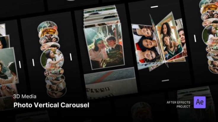Videohive 3D Photo Vertical Carousel After Effects Project Files