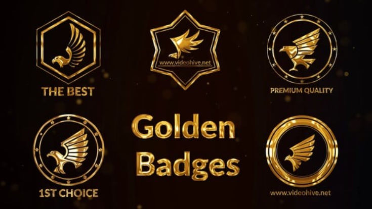 Videohive 5 Golden Badges with Birds