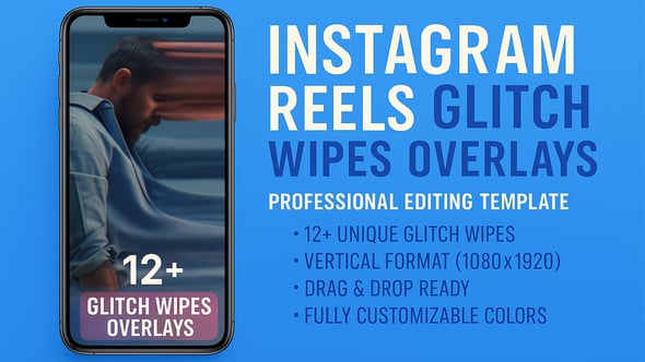 Videohive Instagram Reels Glitch Wipes Overlays