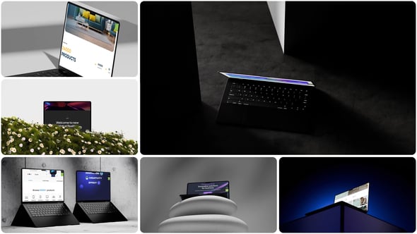 Videohive Modern 3D MacBook Mockups Scene Kit – Minimal Laptop Display Templates for UI/UX Presentation