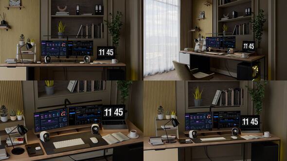 Videohive Workflow monitor and computer laptop in the room