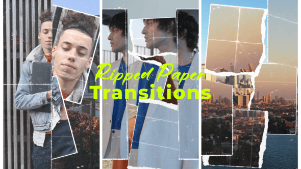 Videohive Vertical Ripped Paper Transitions 58638905