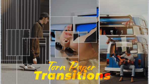 Videohive Verical Torn Paper Transitions