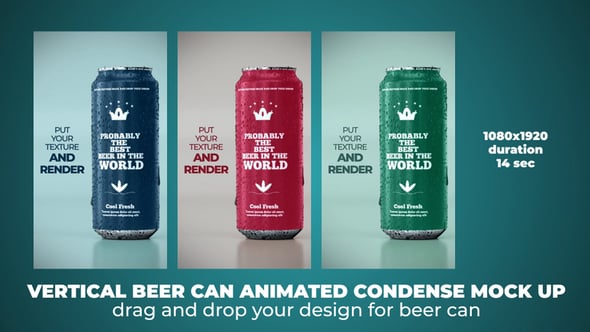 Videohive Vertical Beer Can Animated Condense Mock Up