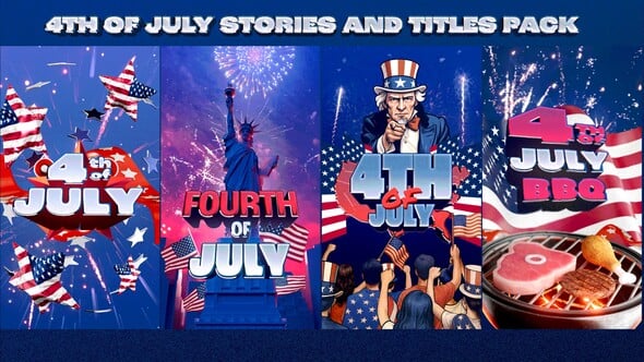 Videohive 4th of July Titles and Stories Pack