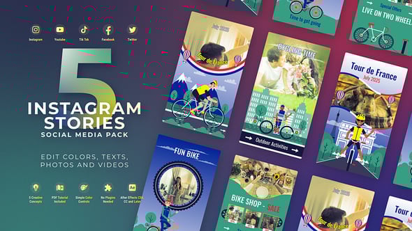 Videohive Bicycle Promo Stories Tour de France Instagram Cycling Event Promo