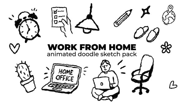 Videohive Work From Home – Animated Doodle Sketch Pack
