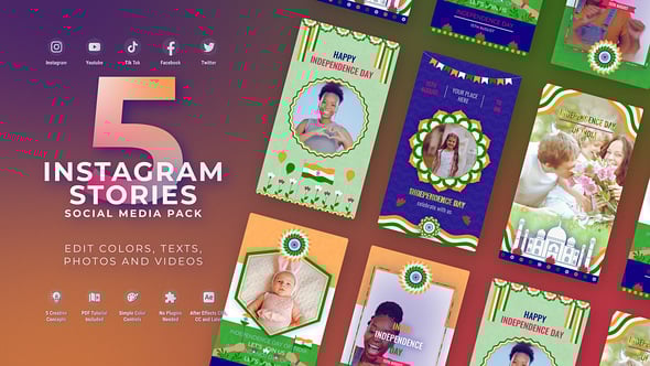 Videohive India Independence Day Flag Vertical Instagram Stories