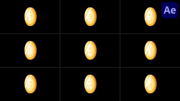 Videohive Animated Currency Coin Symbols for After Effects