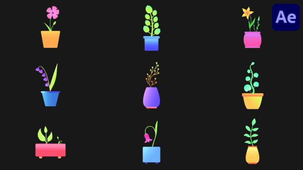 Videohive Potted Animated Plants for After Effects