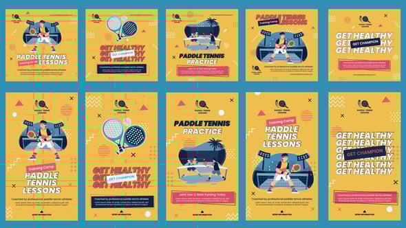 Videohive Paddle Tennis Lessons Feed and Stories Instagram