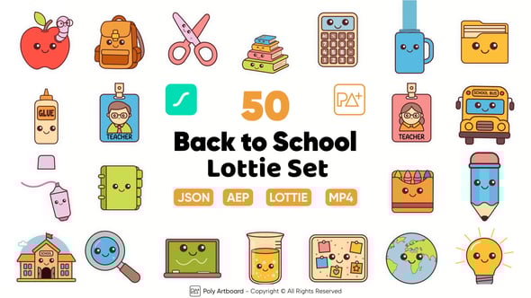Videohive Back to School Lottie Icon Set