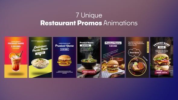 Videohive Vertical Restaurant Food Promo Animations