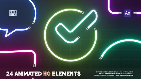 Videohive Animated Neon Frames & Icons