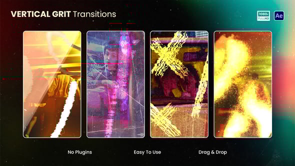 Videohive Vertical Grit Transitions