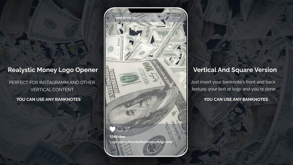 Videohive Realistic Money Logo Opener For Instagram