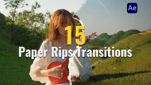 Videohive 15 Paper Rips & Folds Transitions