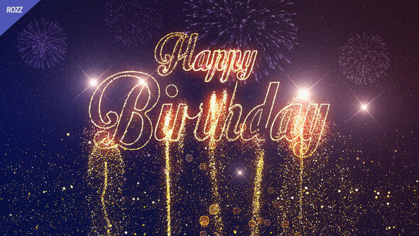 Videohive Happy Birthday Gold Line Flare Wish Black