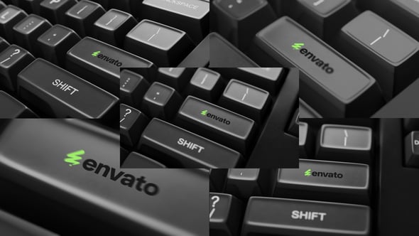 Videohive Five animations of pressing the enter key on a black keyboard.