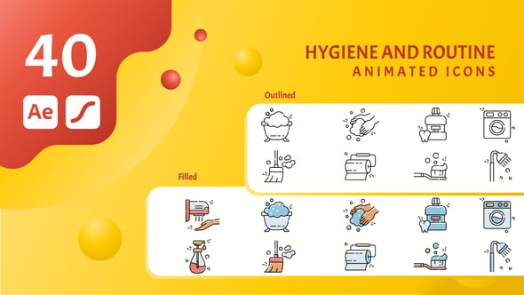 Videohive set of Hygiene and routine icon video