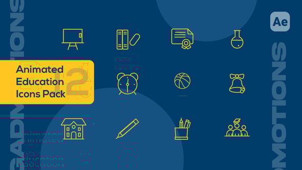 Videohive Outline Education Animated Icon Pack