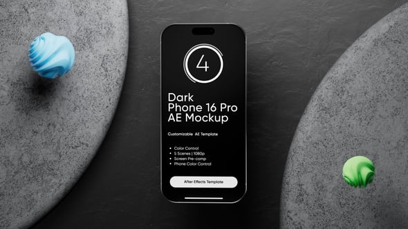 Videohive Dark Phone 16 Pro AE Screen Template