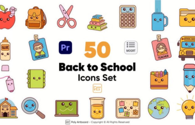 Videohive Back To School Icon Set For Premiere Pro