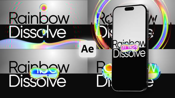 Videohive Rainbow Color Dissolve Glitch VHS Transitions