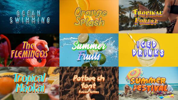 Videohive Tropical Summer Text Effects Pack – Fruits, Birds & Cold Drink Vibes