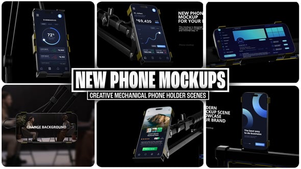 Videohive 3D Mechanical Phone Stand Mockup – Modern Mobile Device Display Kit