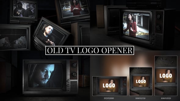 Videohive Vintage CRT Screen Logo Opener Vertical Version included