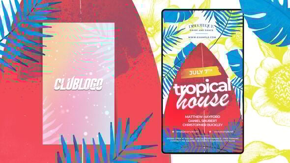 Videohive Animated Tropical Club Flyer Template 59547501
