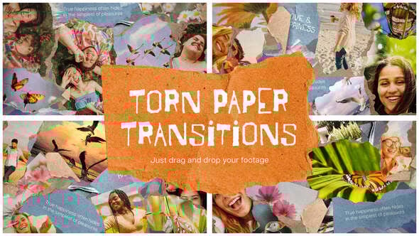 Videohive Torn Paper Scrapbook Transitions