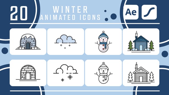 Videohive set of winter icons pack animation video