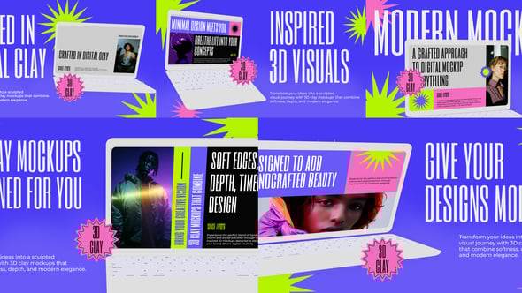 Videohive Laptop Clay Mockup Landscape