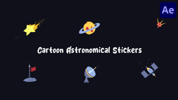 Videohive Cartoon Astronomical Stickers for After Effects