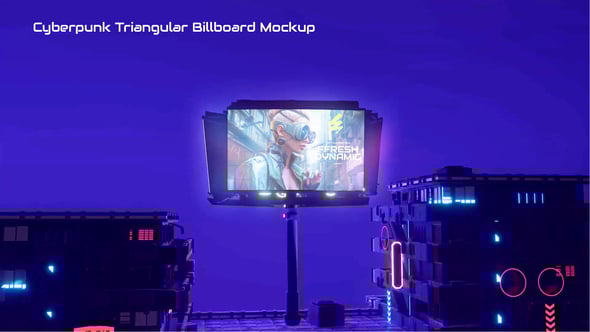 Videohive Cyberpunk Triangular Billboard Mockup
